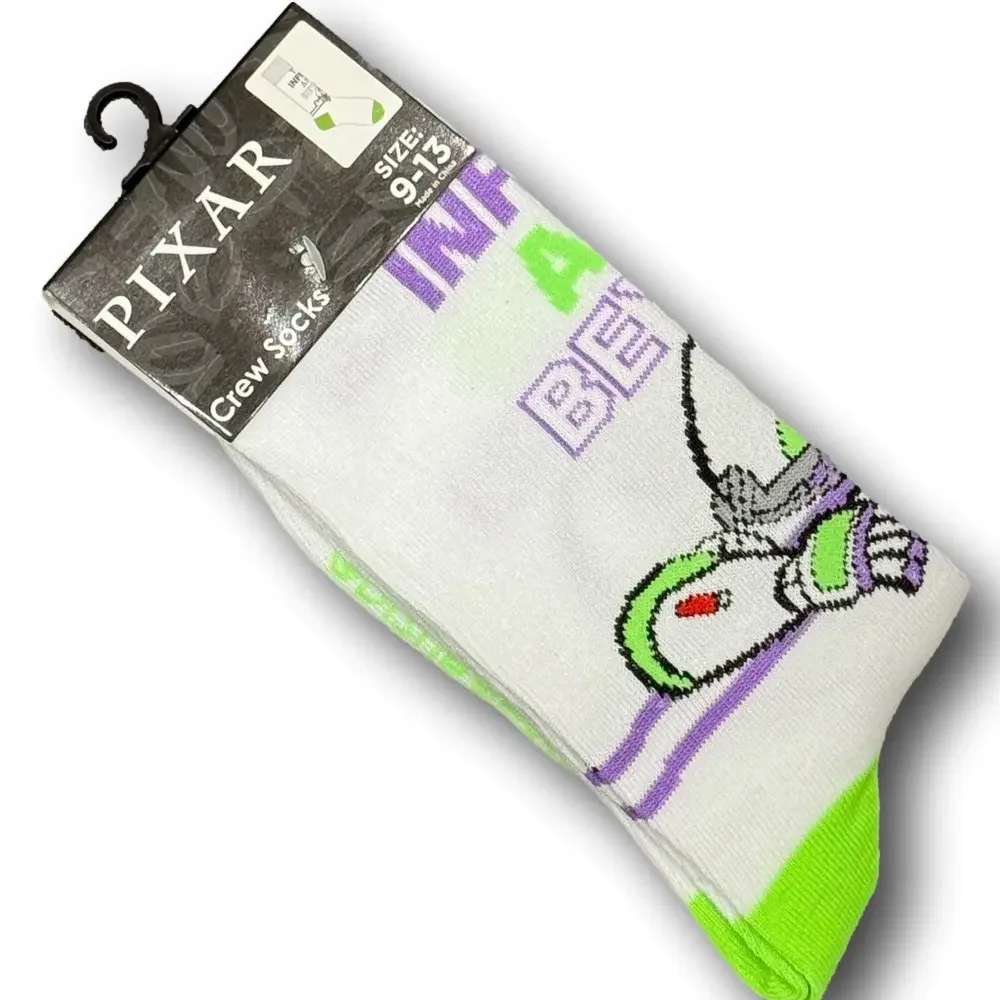 3/$20 Toy Story Buzz Lightyear Disney Pixar Funny Novelty Crew Socks - NWT